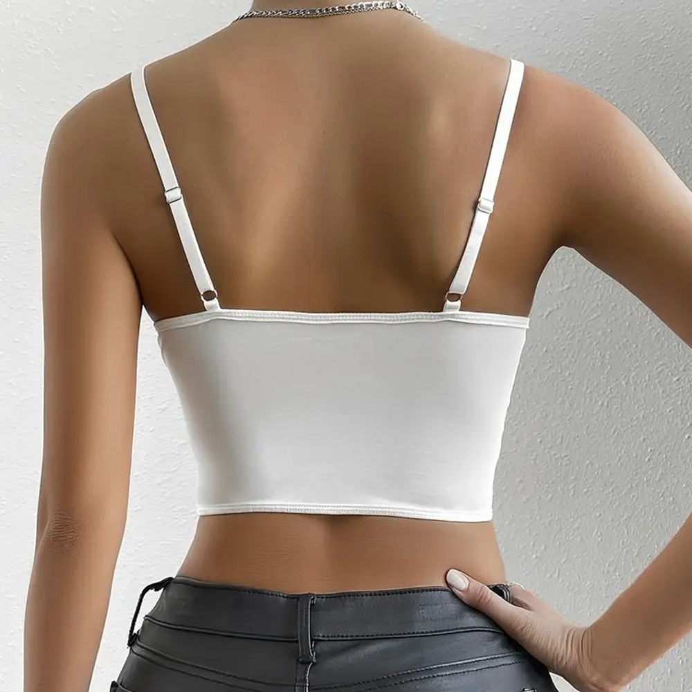 White Lace Corset Sheer Crop Top Bralette - Picture 3 of 6